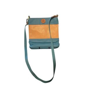 Tory Burch Blue and Orange Crossbody Bag with Modern Design